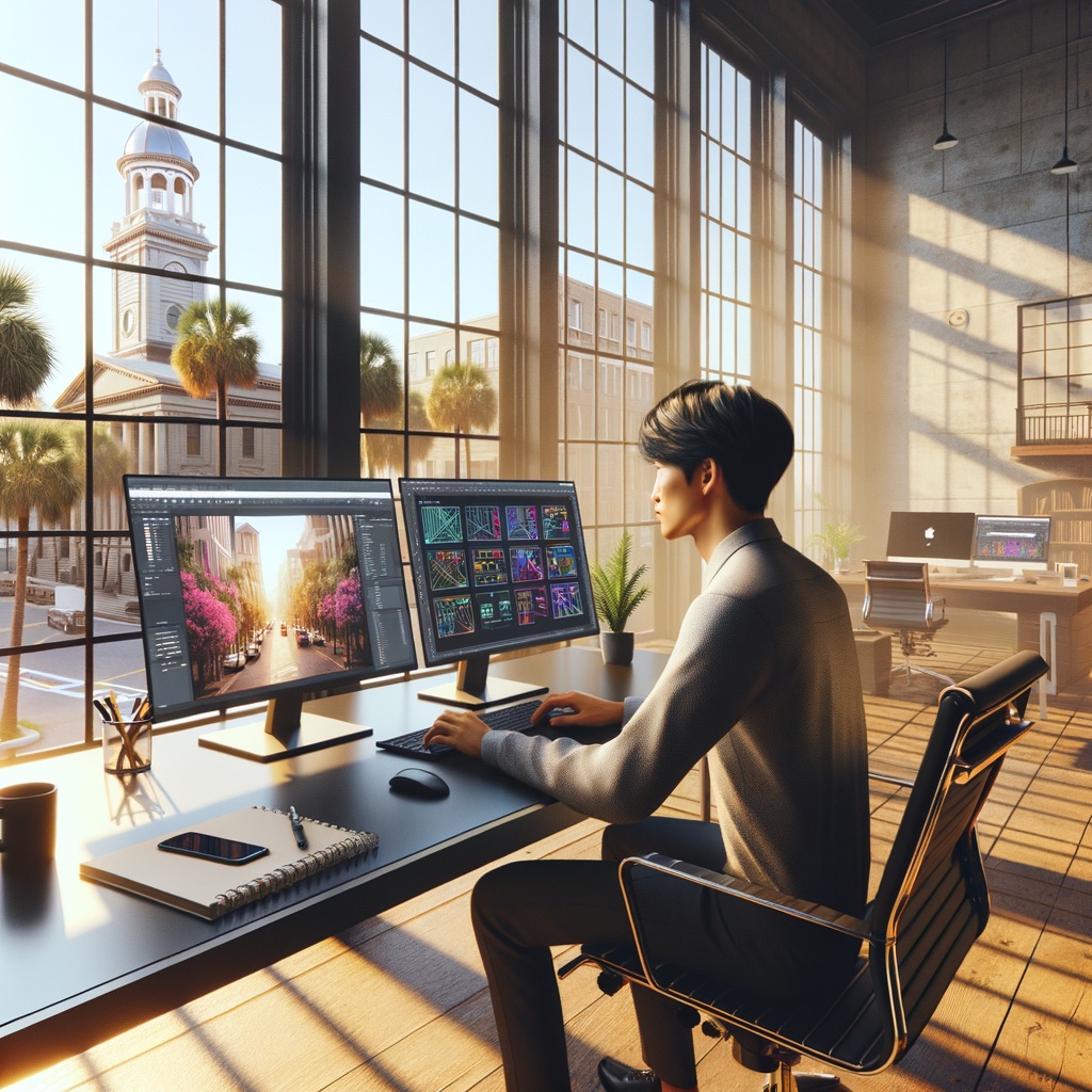 A concept image representing web design in Charleston